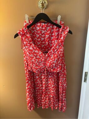 Zara Red Floral Set (cropped top and maxi skirt)